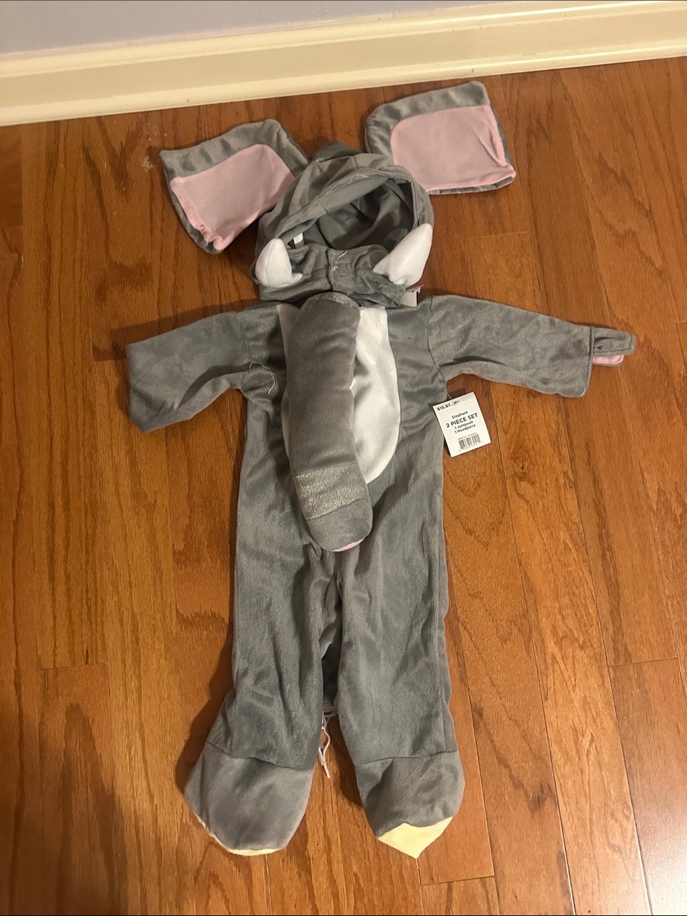 NWT Gray Elephant Kids Costume with Trunk Hood